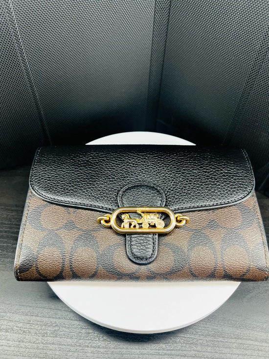 Coach Handbags - Coach Signature Elle Hardware Chain Black and Brown Leather Crossbody Bag